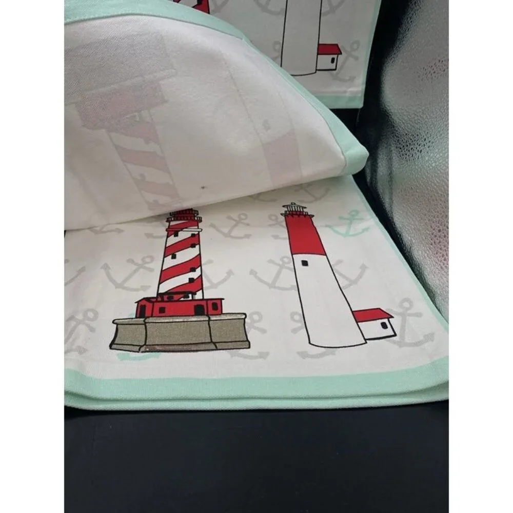 Set of 4 Shard Lighthouse Nautical Cotton Placemats 19.5” x 14.5” Coastal Beach